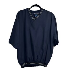 Sunderland Of Scotland Pullover Jacket Men's Medium Windbreaker Navy Golf V-Neck
